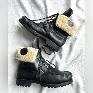 Rare Polo Ralph Lauren Fur Lined Men’s Ranger Leather Boots‎ Size 9.5D Black